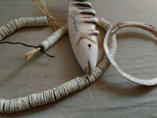 Polynesian (Tahiti?) Shell Ornaments.  Fish,  necklace,  arm band.  19th cent. 5