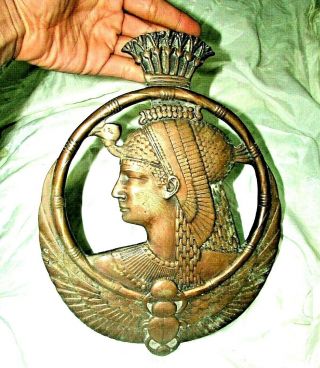 Antique copper large Queen Cleopatra Egyptian Pharaoh brass Unique & interesting 2