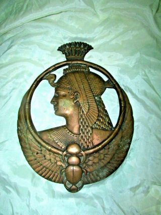 Antique copper large Queen Cleopatra Egyptian Pharaoh brass Unique & interesting 4