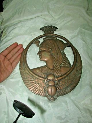 Antique copper large Queen Cleopatra Egyptian Pharaoh brass Unique & interesting 6