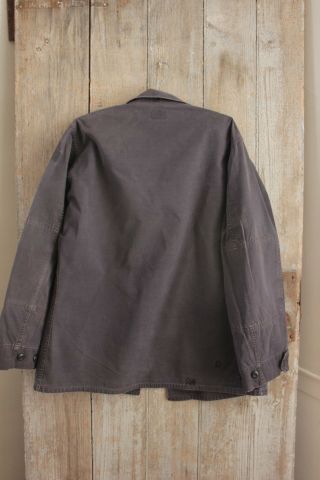 Jacket Vintage French work wear coat heavy dark blue or black w/ pockets 1930 - 50 8