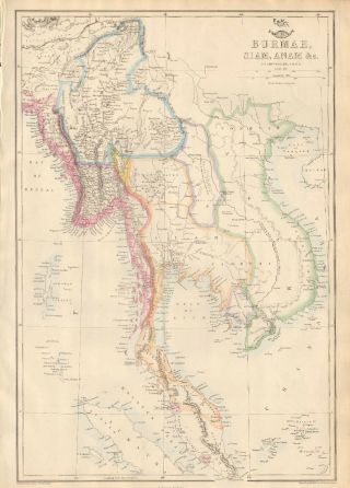 1863 Large Antique Map - Dispatch Atlas - India - Burma,  Siam,  Anam &c