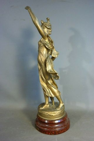 LG Antique ART NOUVEAU French LADY & TYPEWRITER Bruchon SCULPTURE Parlor STATUE 11