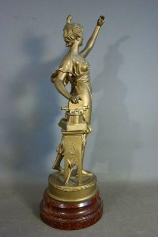 LG Antique ART NOUVEAU French LADY & TYPEWRITER Bruchon SCULPTURE Parlor STATUE 7