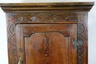 RARE 17TH C ENGLISH PILGRIM PERIOD CARVED JOINED HANGING LIVERY OR FOOD CUPBOARD 4