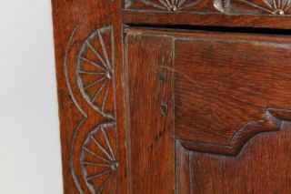 RARE 17TH C ENGLISH PILGRIM PERIOD CARVED JOINED HANGING LIVERY OR FOOD CUPBOARD 6