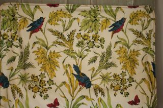 Vintage French pillow case cover colorful floral & bird pattern Boussac design 4