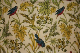 Vintage French pillow case cover colorful floral & bird pattern Boussac design 6