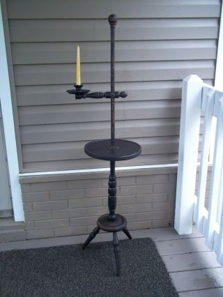 Primitive Adjustable Wood Candle Stand Cape Cod