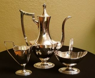Plymouth By Gorham Sterling Silver Tea Set 3 Pc