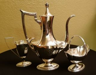 Plymouth by Gorham Sterling Silver Tea Set 3 pc 3