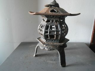 Antique Heavy Cast Iron Japan Pagoda Garden/Temple/Shrine Lantern Toro Buddhism 2