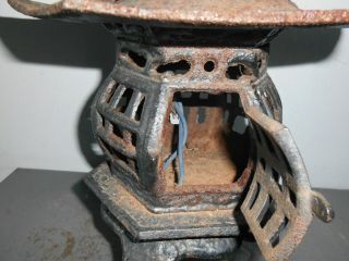 Antique Heavy Cast Iron Japan Pagoda Garden/Temple/Shrine Lantern Toro Buddhism 4