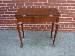 QUEEN ANNE MAHOGANY GAME CARD TABLE CONSOLE 3