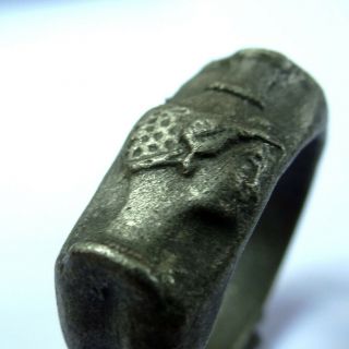 Greek Ancient Artifact Silver Ring With Goddess Aphrodite