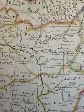 POLAND c.  1750 by JOHN SENEX 18e CENTURY VERY LARGE ANTIQUE ENGRAVED MAP 3