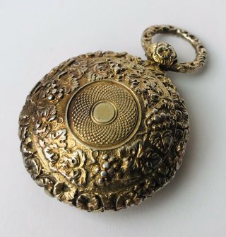 Lovely Solid Silver Gilt Pocket Watch Snuff Box,  Birm 1818