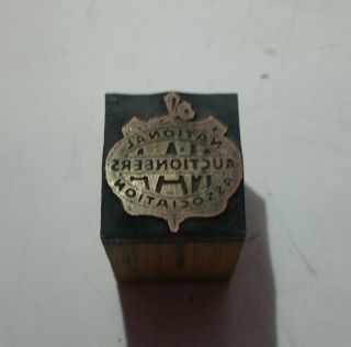 Vintage National Auctioneers Association Printing Block Metal Stamp