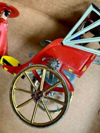 German 1900s Lehmann Mikado Family Asian Porter Rickshaw Tin Litho Wind Up Toy 10