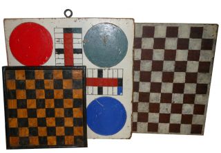 Small AAFA 1800s Gameboard Game Board Antique Folk Art Naive Primitive 5