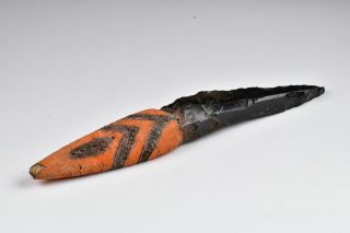 Admiralty Islands Oceania Tribal Dagger Knife With Volcanic Obsidian Blade