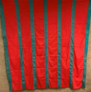 Pa Dutch 1900s Red Bars Quilt Top Vintage Green Mennonite