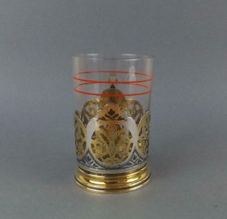 Antique Soviet Russian Silver 875 Kubachi Tea Glass Holder Podstakannik & Glass3 3