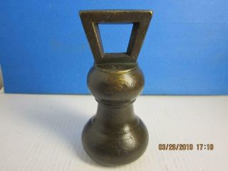 Fine Antique 2 Lb Heavy Bronze/brass Bell Shaped Balance Scale Weight