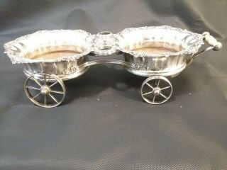 19th Century Silver Plate Wine Champagne Trolley Wagon Oversized Coasters
