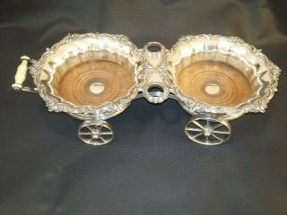 19th Century Silver Plate Wine Champagne Trolley Wagon Oversized Coasters 8