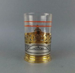 Antique Soviet Russian Silver 875 Kubachi Tea Glass Holder Podstakannik & Glass2 2