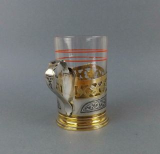 Antique Soviet Russian Silver 875 Kubachi Tea Glass Holder Podstakannik & Glass2 3