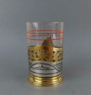 Antique Soviet Russian Silver 875 Kubachi Tea Glass Holder Podstakannik & Glass2 6