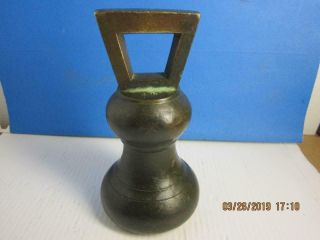 Fine Antique 4 Lb Heavy Bronze/brass Bell Shaped Balance Scale Weight