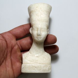 Very Rare Egyptian 100 Bc 400 Ad White Crystal Stone Cleopatra Bust Ornament