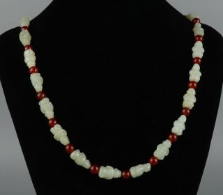 Chinese Exquisite Handmade People Carving Hetian Jade Necklace
