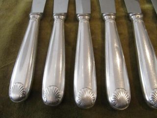 vintage french silverplate 12 dinner knives Christofle vendome pattern shells 3