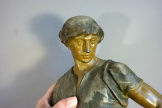 LG Antique ART DECO Era SEMI - NUDE BLACKSMITH & HAMMER Old SCULPTURE Man STATUE 8