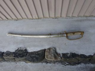 Japanese Imeperial Army Officer Saber Brass Sheath Wooden Sword F/s Jpn Tracking