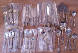 Towle King Richard Sterling Silver Set For 12,  Extra Many In Plastic