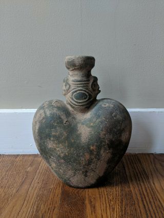 Taino Potiza Heart Shaped Vessel Pre Columbian Pottery Ceramic Vase Terracotta
