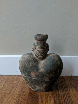 Taino Potiza Heart Shaped Vessel Pre Columbian Pottery Ceramic Vase Terracotta 6