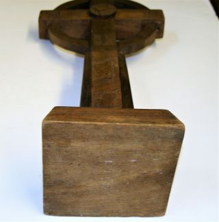 Antique Irish Arts & Crafts Wooden Celtic Cross Large Hand Made & Carved 24in 10