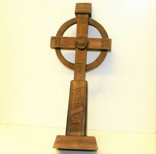 Antique Irish Arts & Crafts Wooden Celtic Cross Large Hand Made & Carved 24in 2