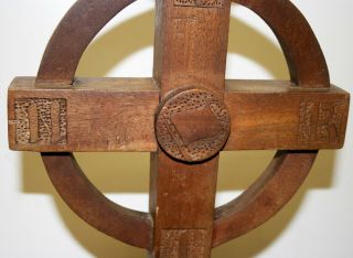Antique Irish Arts & Crafts Wooden Celtic Cross Large Hand Made & Carved 24in 8
