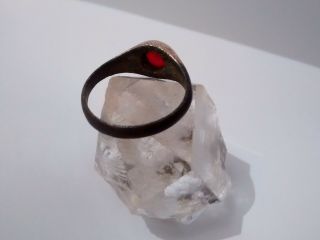 METAL DETECTOR FIND ANCIENT/ROMAN?? STIRRUP RING WITH RED STONE/GLASS ??GARNET?? 11