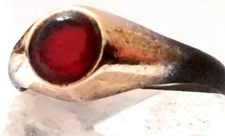 Metal Detector Find Ancient/roman?? Stirrup Ring With Red Stone/glass ??garnet??