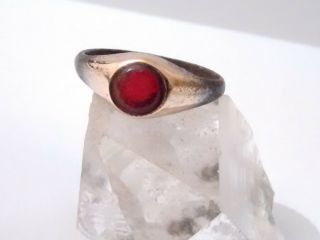 METAL DETECTOR FIND ANCIENT/ROMAN?? STIRRUP RING WITH RED STONE/GLASS ??GARNET?? 6
