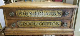 John J.  Clark Vintage Counter 2 - Drawer Spool Cabinet,  Brass Pulls
