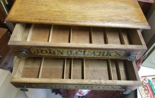 John J.  Clark Vintage Counter 2 - Drawer Spool Cabinet,  Brass Pulls 2